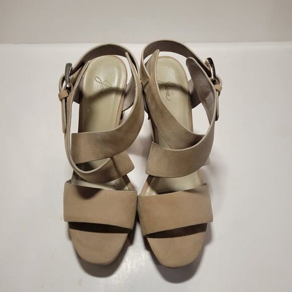 JOIE Taupe Cecilia 4.5" Wedge Sandals Women's Size 7 Buckle Closure - Picture 8 of 12